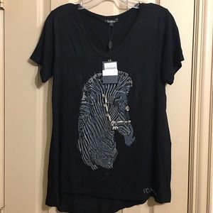 Graphic Tshirt Black Virgin Only Rayon Spandex S